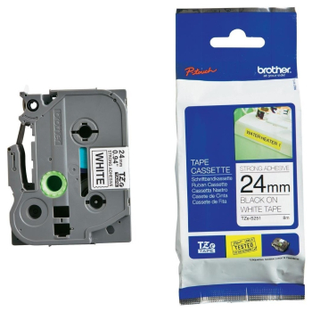 Banda Laminata WB Black on White, TZS251-WB, compatibil cu Brother P-Touch D400|D450|D600VP|E300VP|E550WVP|H500|P700|P750W, 8m, incl.TV 0 RON, TZS251-WB 