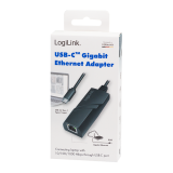 ADAPTOR RETEA LOGILINK , extern, USB 3.2 Gen1 USB-C, port RJ-45, 1000 Mbps, UA0238A (timbru verde 0.18 lei) 