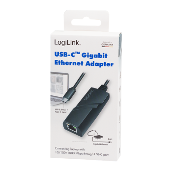 ADAPTOR RETEA LOGILINK , extern, USB 3.2 Gen1 USB-C, port RJ-45, 1000 Mbps, UA0238A (timbru verde 0.18 lei) 