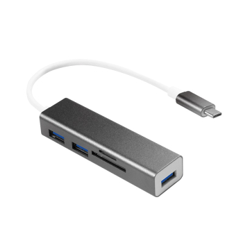HUB extern LOGILINK, porturi USB: USB 3.0 x 3, conectare prin USB 3.2 Type C, cablu 0.1 m, alte porturi: SD, MicroSD, negru, UA0305 (timbru verde 0.8 lei) 