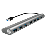 HUB extern LOGILINK, porturi USB: USB 3.0 x 7, conectare prin USB 3.0, cablu 0.1 m, argintiu, UA0308 (timbru verde 0.8 lei) 