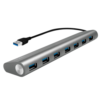 HUB extern LOGILINK, porturi USB: USB 3.0 x 7, conectare prin USB 3.0, cablu 0.1 m, argintiu, UA0308 (timbru verde 0.8 lei) 