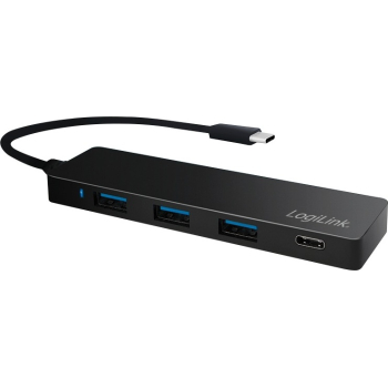 HUB extern LOGILINK, porturi USB: USB 3.0 x 3, USB 3.1 Type C, conectare prin USB 3.2 Type C, cablu 0.1 m, negru, UA0311 (timbru verde 0.8 lei) 