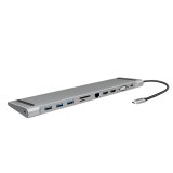 DOCKING Station LOGILINK universal, conectare PC USB TYPE-C 3.2, USB 3.0 x 3, porturi video VGA x 1, HDMI x 2, RJ-45, card reader, PD 3.0 pana la 100W, argintiu, UA0373 (timbru verde 0.18 lei) 