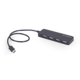 HUB extern GEMBIRD, porturi USB: USB 2.0 x 4, conectare prin USB Type-C, cablu 0.30 m, negru, UHB-CM-U2P4-01 (timbru verde 0.8 lei) - 8716309124720 