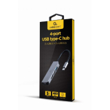 HUB extern GEMBIRD, porturi USB: USB 3.1 x 1, USB 2.0 x 3, conectare prin USB Type-C, argintiu, UHB-CM-U3P1U2P3-01 (timbru verde 0.8 lei) 