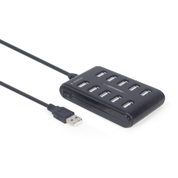 HUB extern GEMBIRD, porturi USB: USB 2.0 x 10, conectare prin USB , cablu 0.8 m, negru, UHB-U2P10P-01 (timbru verde 0.8 lei) - 8716309124638 