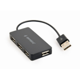 HUB extern GEMBIRD, porturi USB: USB 2.0 x 4, conectare prin USB 2.0, cablu 0.15 m, negru, UHB-U2P4-04 (timbru verde 0.8 lei) 