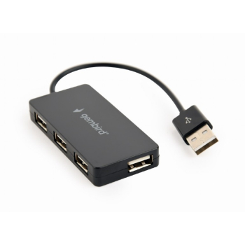 HUB extern GEMBIRD, porturi USB: USB 2.0 x 4, conectare prin USB 2.0, cablu 0.15 m, negru, UHB-U2P4-04 (timbru verde 0.8 lei) 