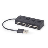 HUB extern GEMBIRD, porturi USB: USB 2.0 x 4, conectare prin USB, cu on/off, cablu 0.15 m, negru, UHB-CM-U3P4-01 (timbru verde 0.8 lei) - 8716309124669 UHB-U2P4-05