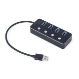HUB extern GEMBIRD, porturi USB: USB 3.1 x 4, conectare prin USB, cu on/off, cablu 0,24 m, negru, UHB-U3P4P-01 (timbru verde 0.8 lei) - 8716309124591 