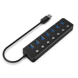 HUB extern GEMBIRD, porturi USB: USB 3.1 x 7, conectare prin USB, cu on/off, cablu 0,24 m, negru, UHB-U3P7P-01 (timbru verde 0.8 lei) - 8716309124676 