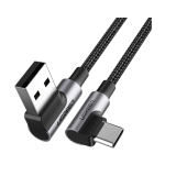 CABLU alimentare si date Ugreen, US176, Fast Charging Data Cable pt. smartphone, USB la USB Type-C 3A Complete Angled 90, braided, 0.5m, negru 20855 (timbru verde 0.08 lei) - 6957303828555  