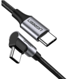 CABLU alimentare si date Ugreen, US255, Fast Charging Data Cable pt. smartphone, USB Type-C la USB Type-C 60W/3A Angled 90, braided, 1m, gri 50123 (timbru verde 0.08 lei) - 6957303851232  