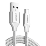 CABLU alimentare si date Ugreen, US288, Fast Charging Data Cable pt. smartphone, USB la USB Type-C 3A, nickel plating, braided, 1m, alb 60131 (timbru verde 0.08 lei) - 6957303861316 UGREEN-60131
