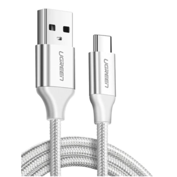 CABLU alimentare si date Ugreen, US288, Fast Charging Data Cable pt. smartphone, USB la USB Type-C 3A, nickel plating, braided, 1m, alb 60131 (timbru verde 0.08 lei) - 6957303861316 UGREEN-60131