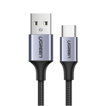 CABLU alimentare si date Ugreen, US288, Fast Charging Data Cable pt. smartphone, USB la USB Type-C 3A, nickel plating, braided, 1.5m, negru 60127 (timbru verde 0.08 lei) - 6957303861279 