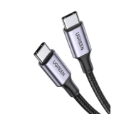 CABLU alimentare si date Ugreen, US316, Fast Charging Data Cable pt. smartphone, USB Type-C la USB Type-C 100W/5A, braided, 1m, negru 70427 (timbru verde 0.08 lei) - 6957303874279 
