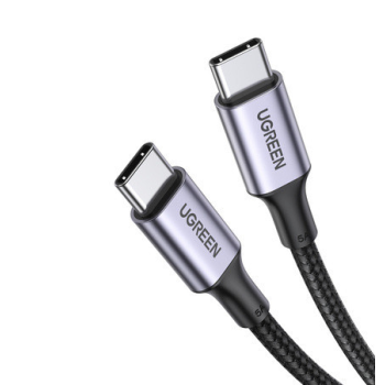 CABLU alimentare si date Ugreen, US316, Fast Charging Data Cable pt. smartphone, USB Type-C la USB Type-C 100W/5A, braided, 1m, negru 70427 (timbru verde 0.08 lei) - 6957303874279 