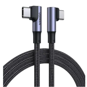 CABLU alimentare si date Ugreen, US335, Fast Charging Data Cable pt. smartphone, USB Type-C la USB Type-C 100W/5A Complete Angled 90, braided, 1m, negru 70696 (timbru verde 0.08 lei) - 695730387  