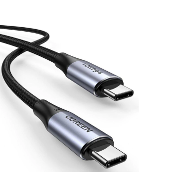 CABLU alimentare si date Ugreen, US355, Fast Charging Data Cable pt. smartphone, USB Type-C la USB Type-C 100W/5A, USB 3.1, 10Gbps, braided, 1m, negru 80150 (timbru verde 0.08 lei) - 6957303881505 