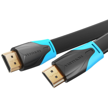 Cablu video Vention, HDMI(T) la HDMI(T), 1m, rezolutie maxima 4K la 60Hz, conectori auriti, cupru, plat, invelis PVC, negru, VAA-B02-L100 (timbru verde 0.18lei) - 6922794716452 