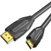 Cablu video Vention, HDMI(T) -miniHDMI(M), 1m, rezolutie maxima 4K la 30Hz, conectori auriti, cupru, dublu sens,invelis PVC, negru, VAA-D02-B100 (timbru verde 0.18lei) - 6922794721036 