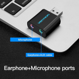 PLACI de SUNET Vention USB External Sound Card Black Metal Type, VAB-S17-B (timbru verde 0.08 lei) 
