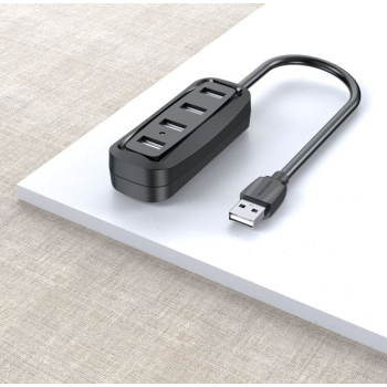 HUB USB Vention, porturi: 4 x USB 2.0, conectare prin USB 2.0 (T), rata transfer 480 Mbps, ABS, cablu 0.15m, negru, VAS-J43-B015 (timbru verde 0.18 lei) - 6922794720121