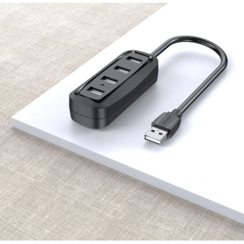 HUB USB Vention, porturi: 4 x USB 2.0, conectare prin USB 2.0 (T), rata transfer 480 Mbps, ABS, cablu 0.5m, negru, VAS-J43-B050 (timbru verde 0.18 lei) - 6922794720114