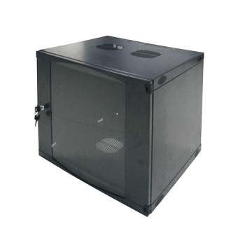 CABINET 19 LOGILINK  9U 540x450mm, fixare pe perete, Flatpack (dezasamblat), Black, usa sticla cu blocare, otel 1.2mm, sarcina maxima 30Kg, W09F64B 