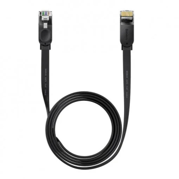 PATCH CORD UTP Baseus Cat6, fire din cupru, flat cable, viteza maxima 1 Gbps, PVC, 2m, negru WKJS000101 (timbru verde 0.08 lei) - 6932172611316 