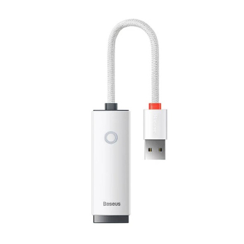 ADAPTOR RETEA Baseus Lite, USB 2.0 to RJ-45 Gigabit LAN Adapter, LED, alb WKQX000102 (timbru verde 0.18 lei) - 6932172606060 