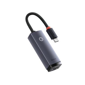 ADAPTOR RETEA Baseus Lite, USB Type-C to RJ-45 Gigabit LAN, metalic, LED, gri WKQX000313 (timbru verde 0.18 lei) - 6932172606138 