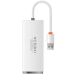 HUB extern Baseus Lite, porturi USB: USB 3.0 x 4, conectare prin USB 3.0, lungime 0.25m, alb, WKQX030002 (timbru verde 0.8 lei) - 6932172606190 