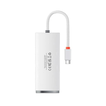 HUB extern Baseus Lite, porturi USB: USB 3.0 x 4, conectare prin USB Type-C, lungime 2m, alb, WKQX030502 (timbru verde 0.8 lei) - 6932172606299 