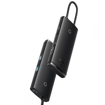 DOCKING Station Baseus Lite, conectare PC USB Type-C, USB 3.0 x 2, USB Type C x 1 PD, HDMI x 1/4K/30Hz, card reader SD/microSD, negru WKQX050101 (timbru verde 0.18 lei) - 6932172606343 