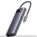 DOCKING Station Baseus Metal Gleam, conectare PC USB Type-C, USB 3.0 x 3, USB Type C x 1 PD 20V/5A, card reader SD/microSD, gri WKWG030213 (timbru verde 0.18 lei) - 6932172608231 