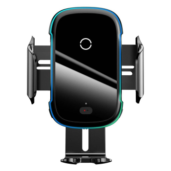 SUPORT AUTO si INCARCATOR wireless Baseus Light Electric pt. SmartPhone 2 in 1, fixare ventuza sau grila ventilatie, incarcare wireless Qi 15W, banda led, cablu Type-C la USB inclus, negru WXHW03-01 