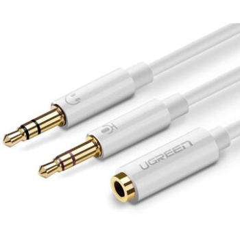 CABLU audio Ugreen, AV140 stereo 2 x 3.5 mm jack (T) la 3.5 mm jack (M), 0.20 m, conectori auriti, alb 20897 (timbru verde 0.18 lei) - 6957303828975 