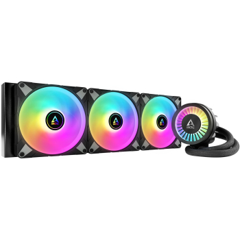 Cooler procesor COOLER Arctic Liquid Freezer III 420ARGB, racire lichid, skt. Intel LGA 1700, AMD AM5/AM4, radiator aluminiu, pompa 2800 rpm, fan 3x140mm, 1900rpm, conector 4-pin PWM, ARGB, negru, ACFRE00145A (ti 