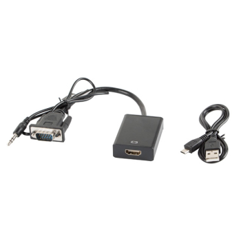 Lanberg adapter VGA(F) + audio 3.5mm -> HDMI(M) 20cm
