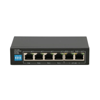 EXTRALINK EUROS V2 Switch 6x10/100Mbps; 2xUplink; Ports 1-4 PoE 802.3AF/AT 60W