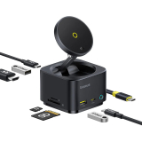 DOCKING Station Baseus MagPro Series II 7-in-1,conectare PC USB-Type-C,USB 3.2 x 1, incarcare wireless 15W, card reader MicroSD/SD,USB-Cx1 PD 100W 5V/9V/4.5V/20V 5A(Max.),HDMIx1/4K/60Hz,negru 