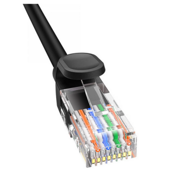 PATCH CORD UTP Baseus Cat5, fire din cupru, round cable, viteza maxima 1 Gbps, PVC, 2m, negru B00133206111-03 (timbru verde 0.08 lei) - 6932172637033 