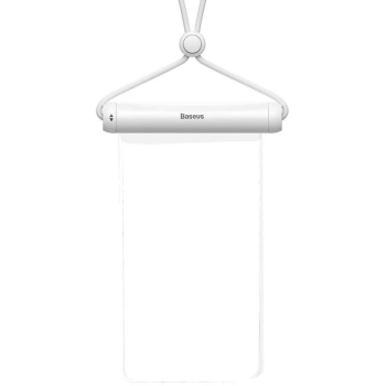 HUSA IMPERMEABILA Baseus, pentru smartphone diagonala maxima 7.2 inch, transparenta cu zip alb FMYT000002 - 6932172610975 