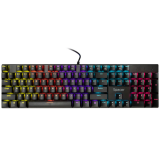 TASTATURA MECANICA SPACER USB GLADIATOR, switch-uri mecanice rosii, 104 taste, anti-ghosting 26 taste, iluminare RGB , black, 