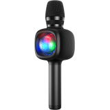 Microfon OneOdio, wireless, conectare prin Bluetooth 5.2, sensibilitate -52 dB, acumulator 1800 mAh, karaoke | Iluminare | 4 moduri voce, negru, Bopmen-Star-10-Black (timbru verde 0.18lei) 