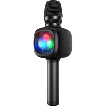 Microfon OneOdio, wireless, conectare prin Bluetooth 5.2, sensibilitate -52 dB, acumulator 1800 mAh, karaoke | Iluminare | 4 moduri voce, negru, Bopmen-Star-10-Black (timbru verde 0.18lei) 