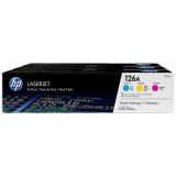 Pachet Cartus Toner HP Nr. 126A Color Tri-Pack 3x1000 Pagini for LaserJet Pro 100 M175A, 100 M175NW, CP1025, CP1025NW, M275 CF341A